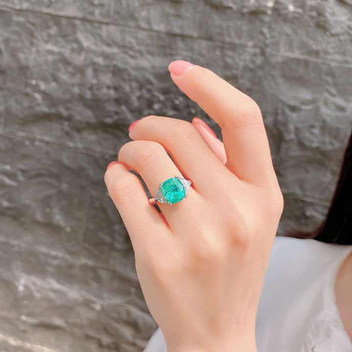 Olivenorma Large Square Paraiba Tourmaline Adjustable Ring - image 2