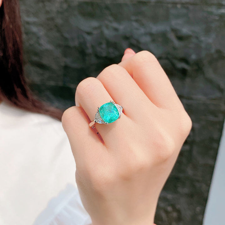 Olivenorma Large Square Paraiba Tourmaline Adjustable Ring - image 3