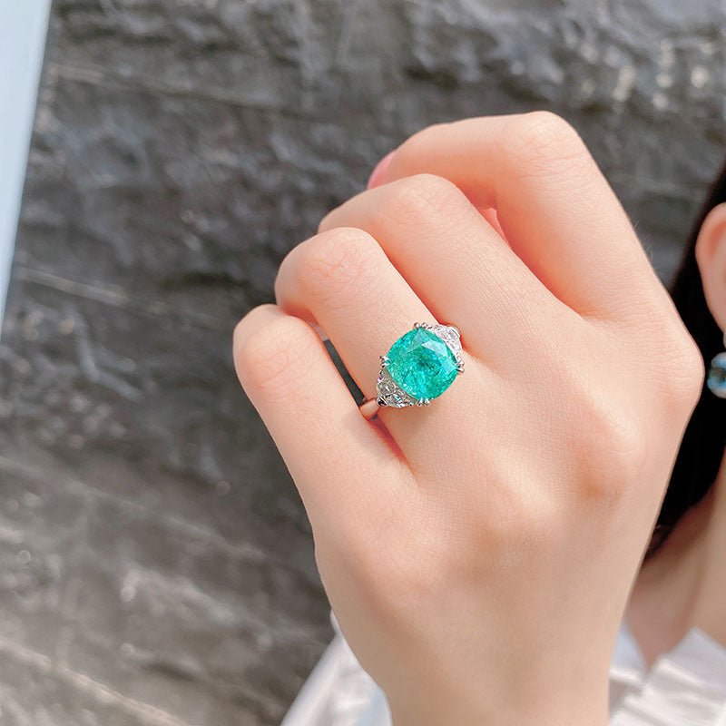 Olivenorma Large Square Paraiba Tourmaline Adjustable Ring - image 5