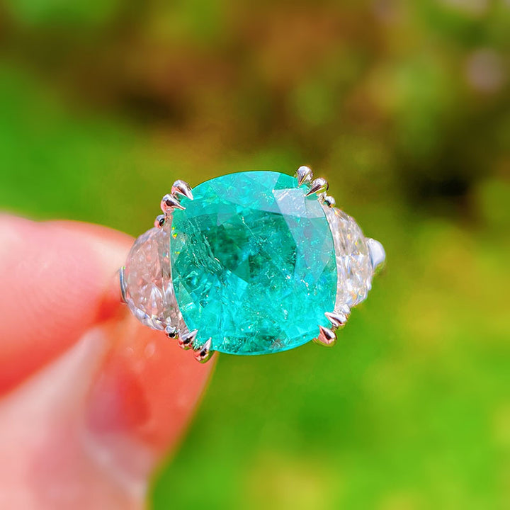 Olivenorma Large Square Paraiba Tourmaline Adjustable Ring - Paraiba Tourmaline - image 1
