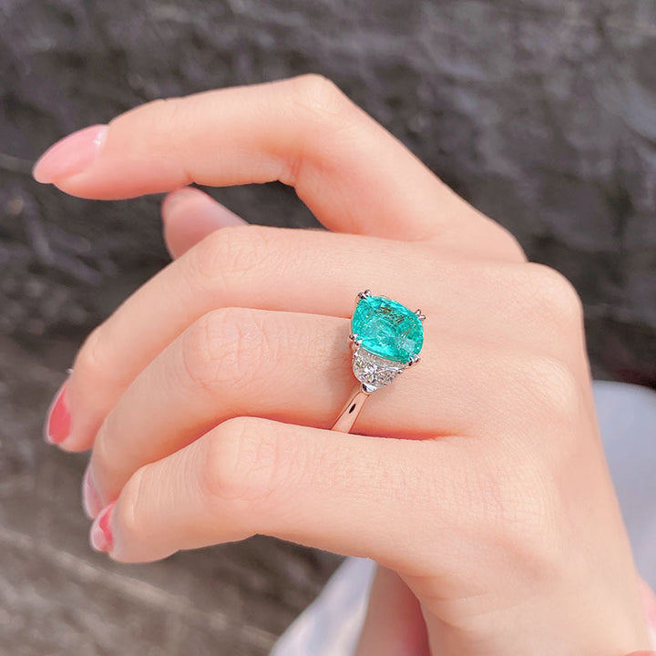 Olivenorma Large Square Paraiba Tourmaline Adjustable Ring - image 4