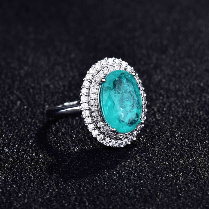 Olivenorma Various Paraiba Tourmaline Simulated Diamond Adjustable Ring