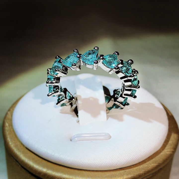 Olivenorma Paraiba Tourmaline Heart Shape Tandem Ring - image 4