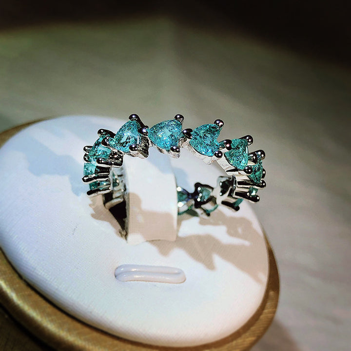Olivenorma Paraiba Tourmaline Heart Shape Tandem Ring - image 5
