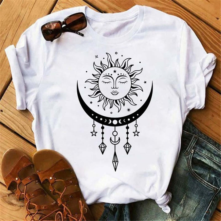 Olivenorma Cotton Moon Butterfly Printed T-Shirt