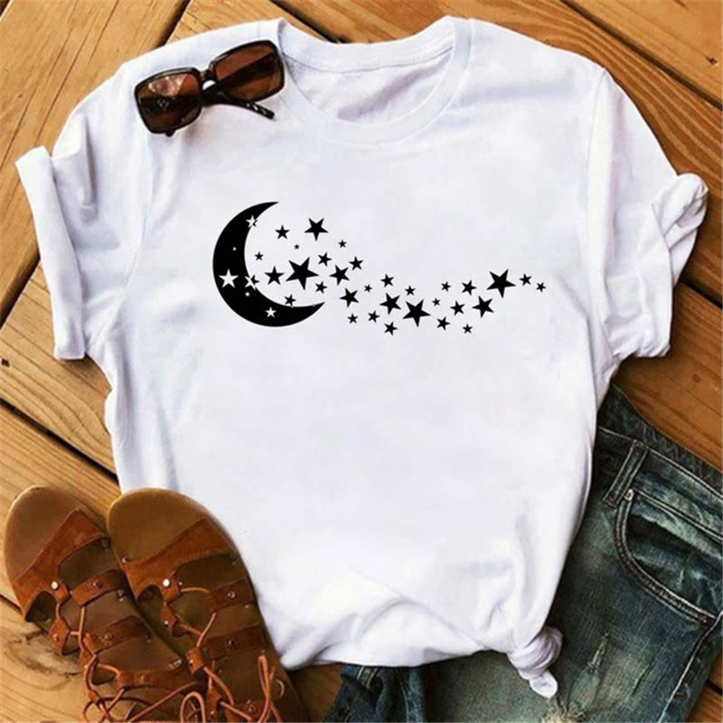 Olivenorma Cotton Moon Butterfly Printed T-Shirt