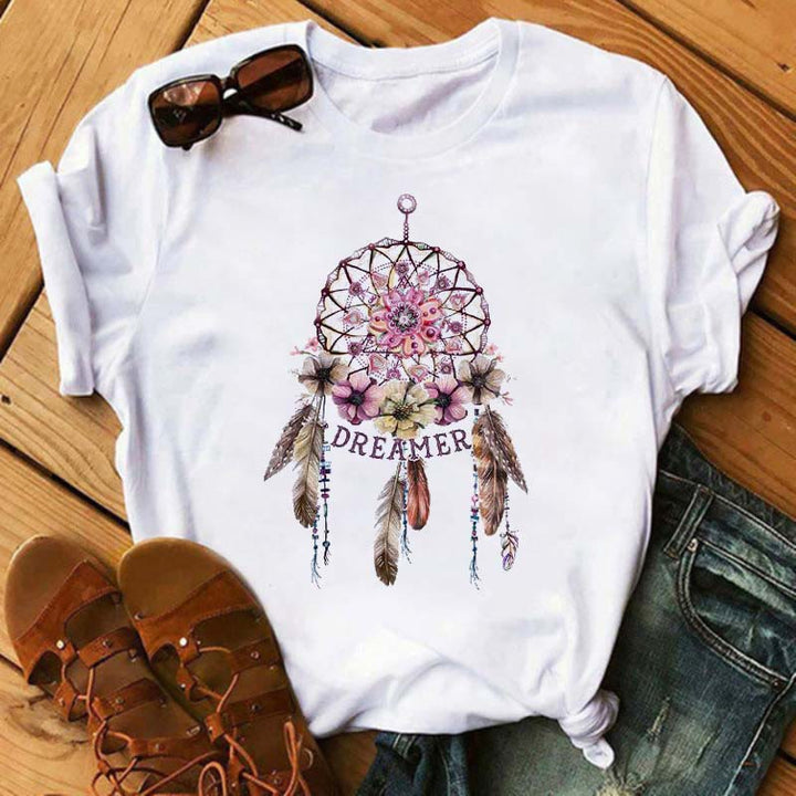 Olivenorma Cotton Dreamcatcher Printed T-Shirt