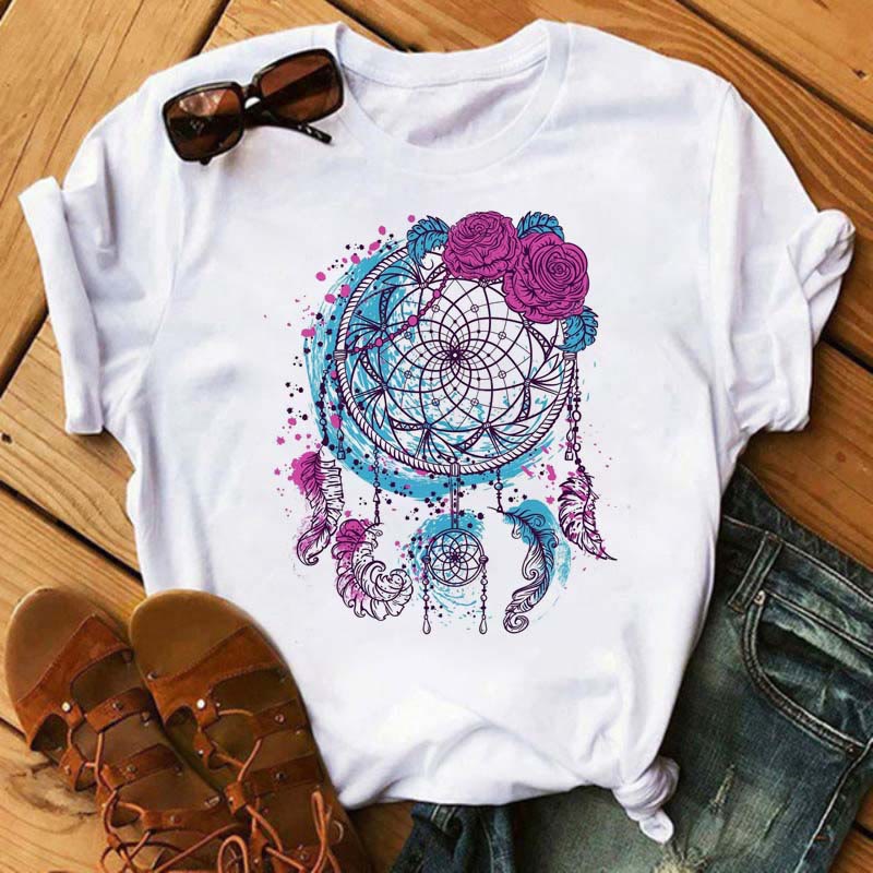 Olivenorma Cotton Dreamcatcher Tree Of Life Printed T-Shirt