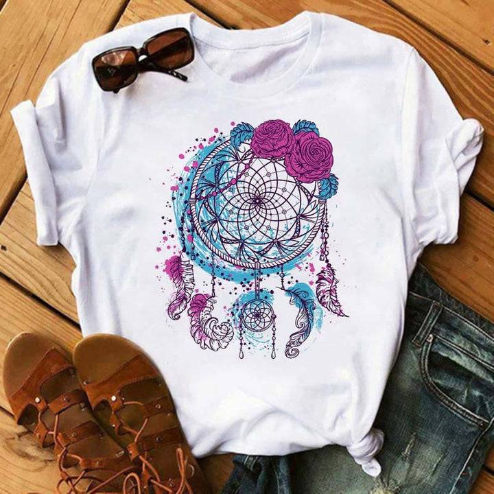 Olivenorma Cotton Dreamcatcher Tree Of Life Printed T-Shirt