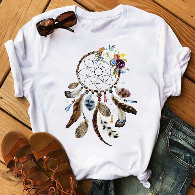 Olivenorma Cotton Dreamcatcher Tree Of Life Printed T-Shirt