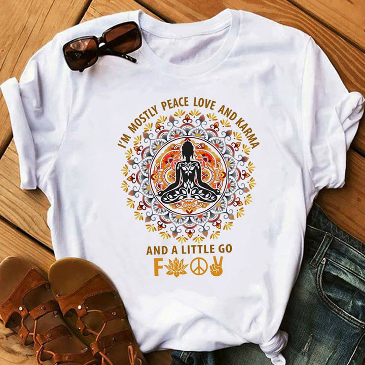 Olivenorma Buddha Chakra Meditation Zen Hobo Boho Printed T-Shirt