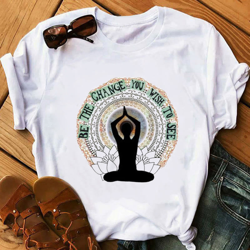 Olivenorma Buddha Chakra Meditation Zen Hobo Boho Printed T-Shirt