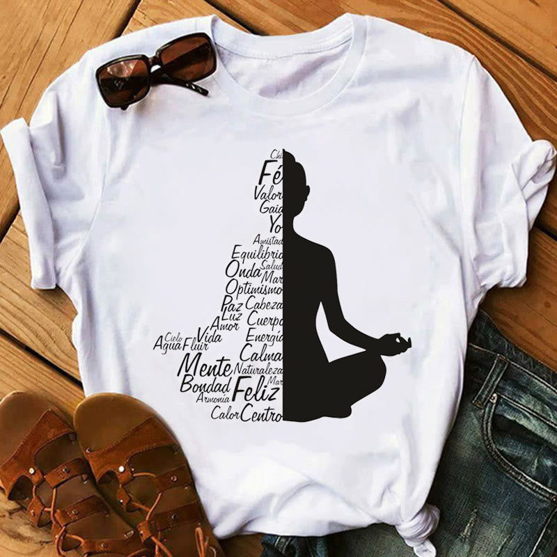 Olivenorma Buddha Chakra Meditation Zen Hobo Boho Printed T-Shirt