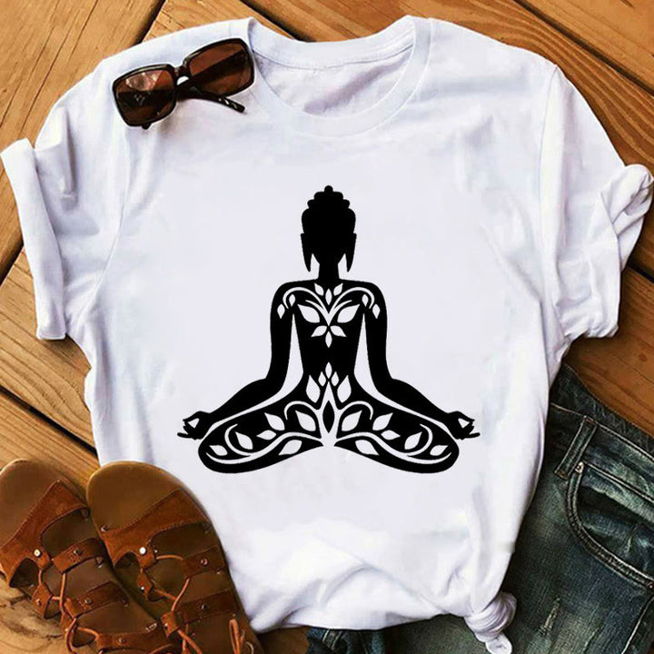 Olivenorma Buddha Chakra Meditation Zen Hobo Boho Printed T-Shirt