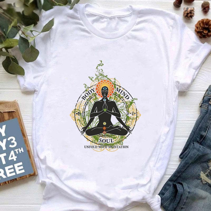 Olivenorma Meditation Evil Eye Buddha OM Printed T-Shirt