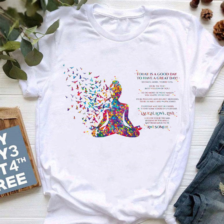 Olivenorma Colorful Buddha Meditation Yoga Printed T-Shirt