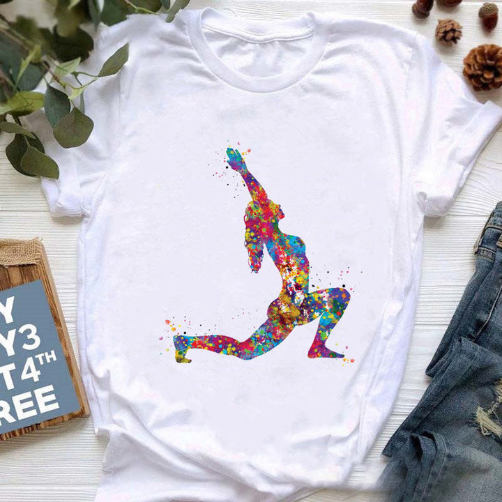 Olivenorma Colorful Buddha Meditation Yoga Printed T-Shirt