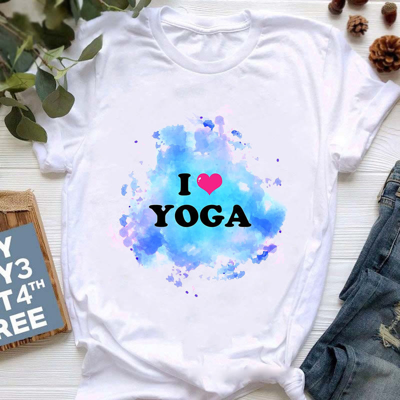 Olivenorma Buddha Yoga Meditation Top Colorful Printed T-Shirt