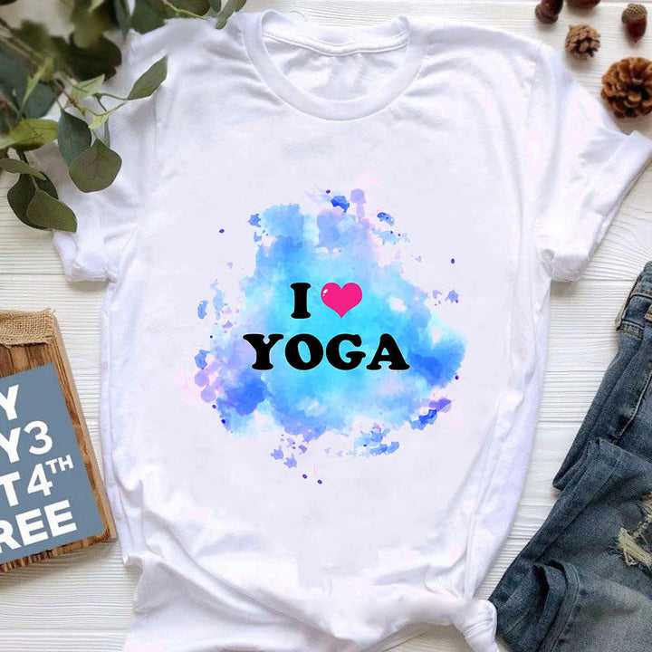 Olivenorma Buddha Yoga Meditation Top Colorful Printed T-Shirt
