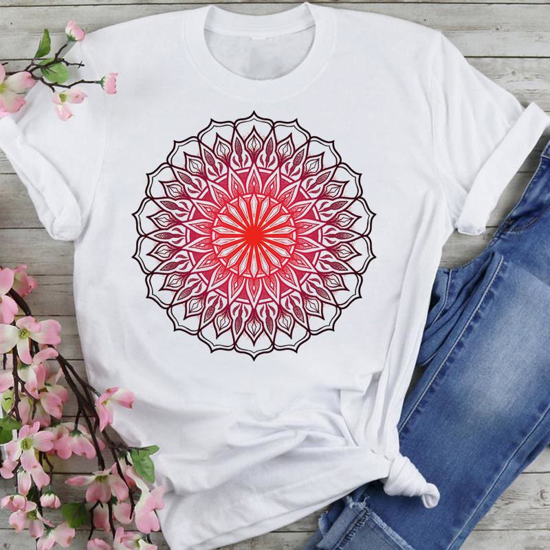 Olivenorma Cotton Colorful Lotus Elephant Printed T-shirt