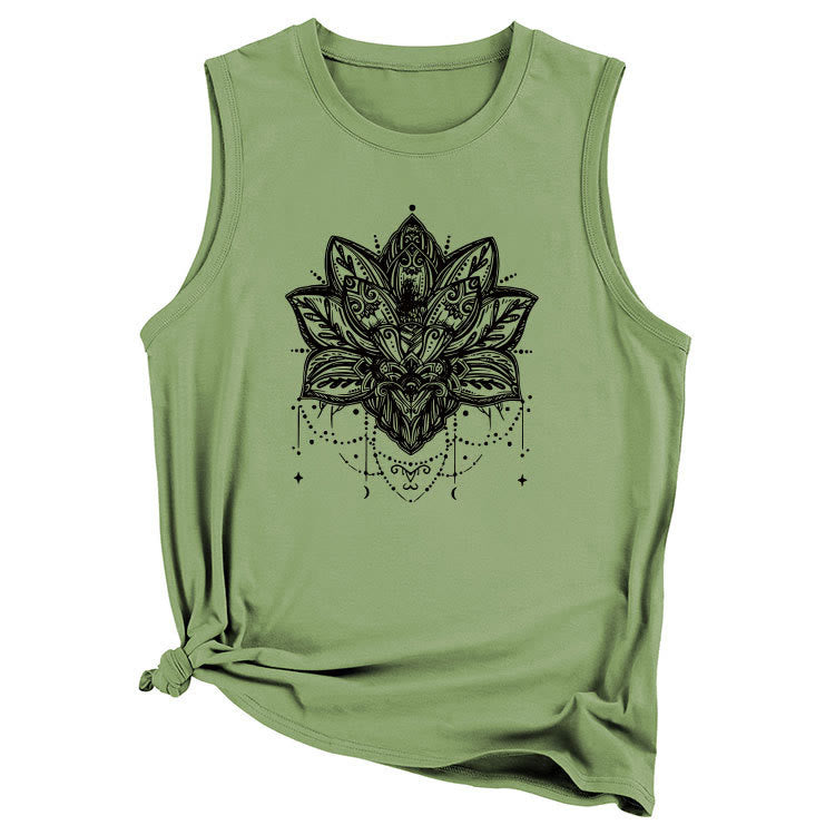 Olivenorma Lotus Printed Sleeveless Large Vest T-Shirt
