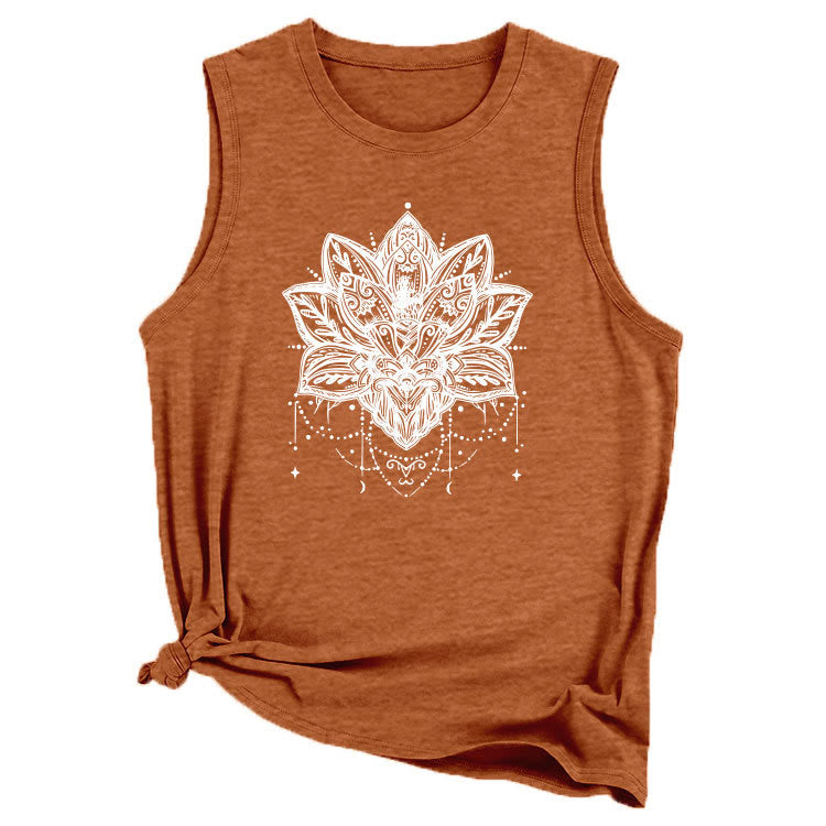 Olivenorma Lotus Printed Sleeveless Large Vest T-Shirt