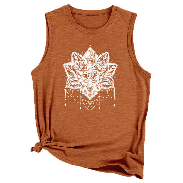 Olivenorma Lotus Printed Sleeveless Large Vest T-Shirt