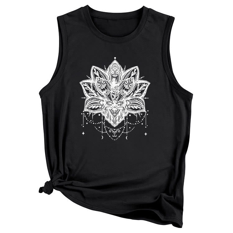 Olivenorma Lotus Printed Sleeveless Large Vest T-Shirt