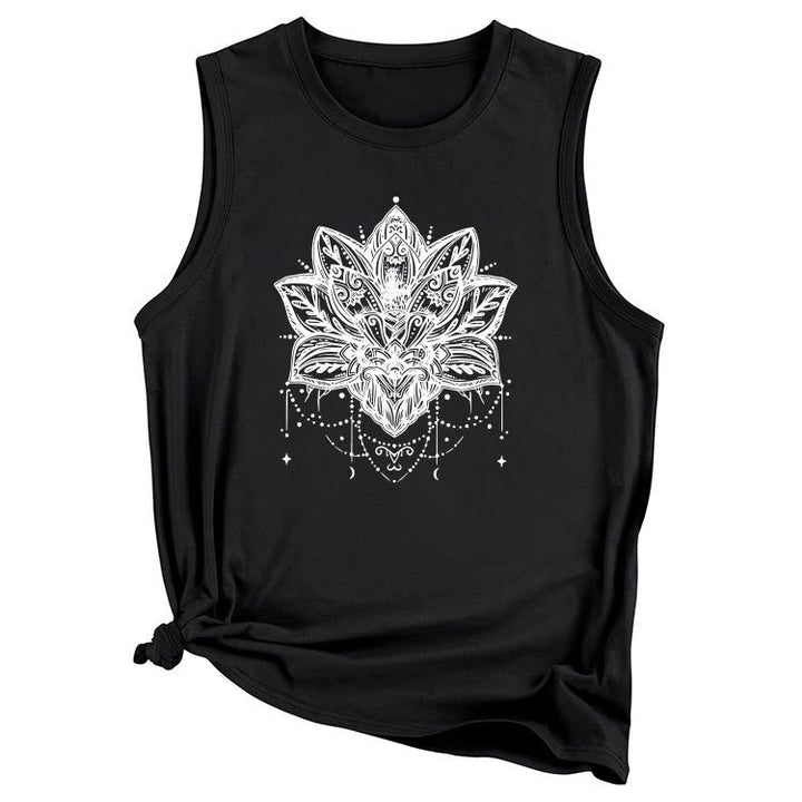 Olivenorma Lotus Printed Sleeveless Large Vest T-Shirt
