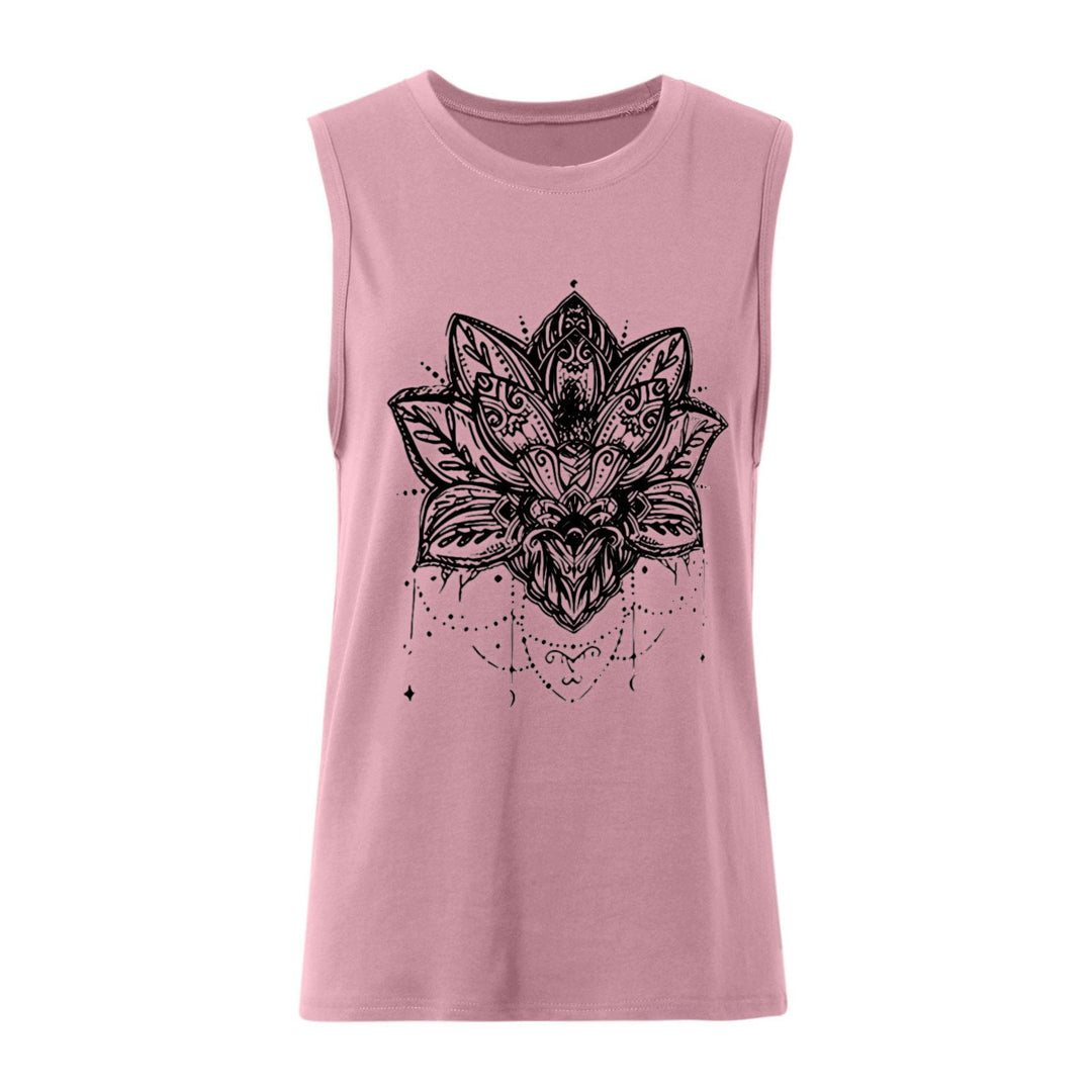 Olivenorma Lotus Printed Sleeveless Large Vest T-Shirt