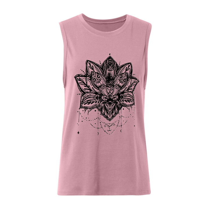 Olivenorma Lotus Printed Sleeveless Large Vest T-Shirt