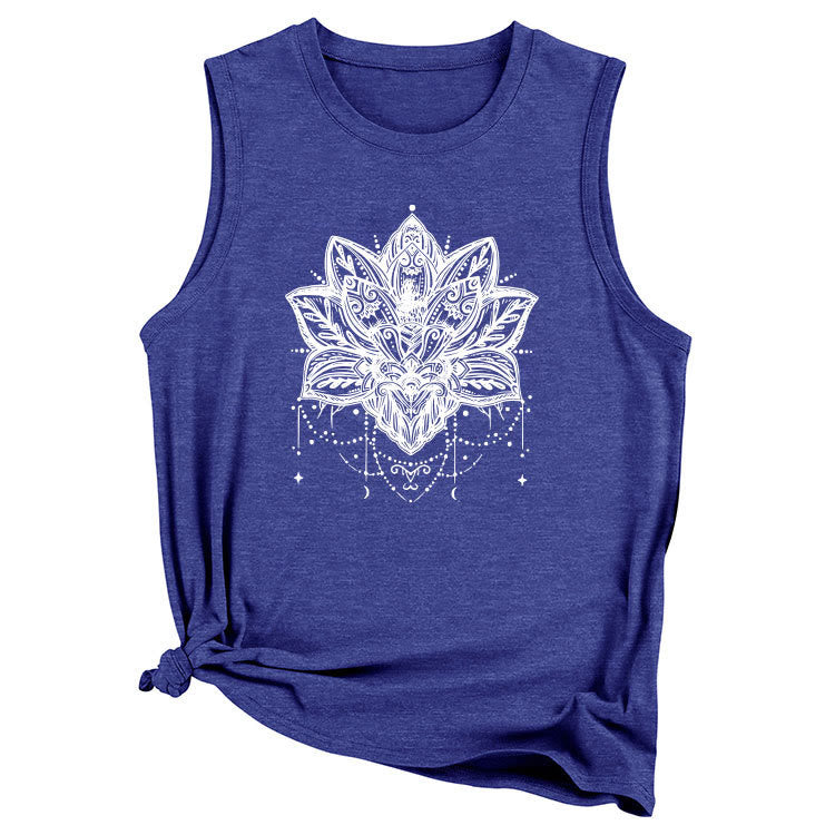 Olivenorma Lotus Printed Sleeveless Large Vest T-Shirt