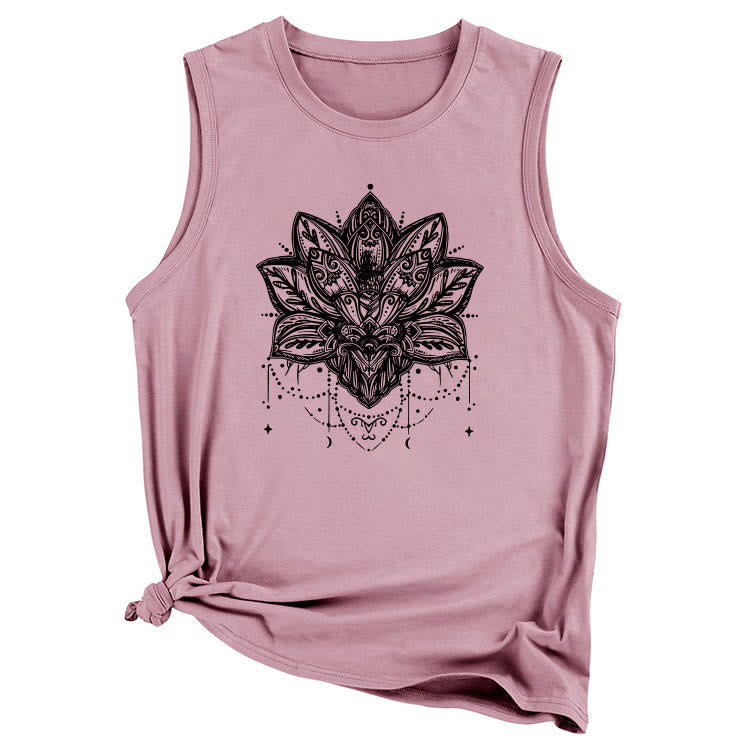 Olivenorma Lotus Printed Sleeveless Large Vest T-Shirt
