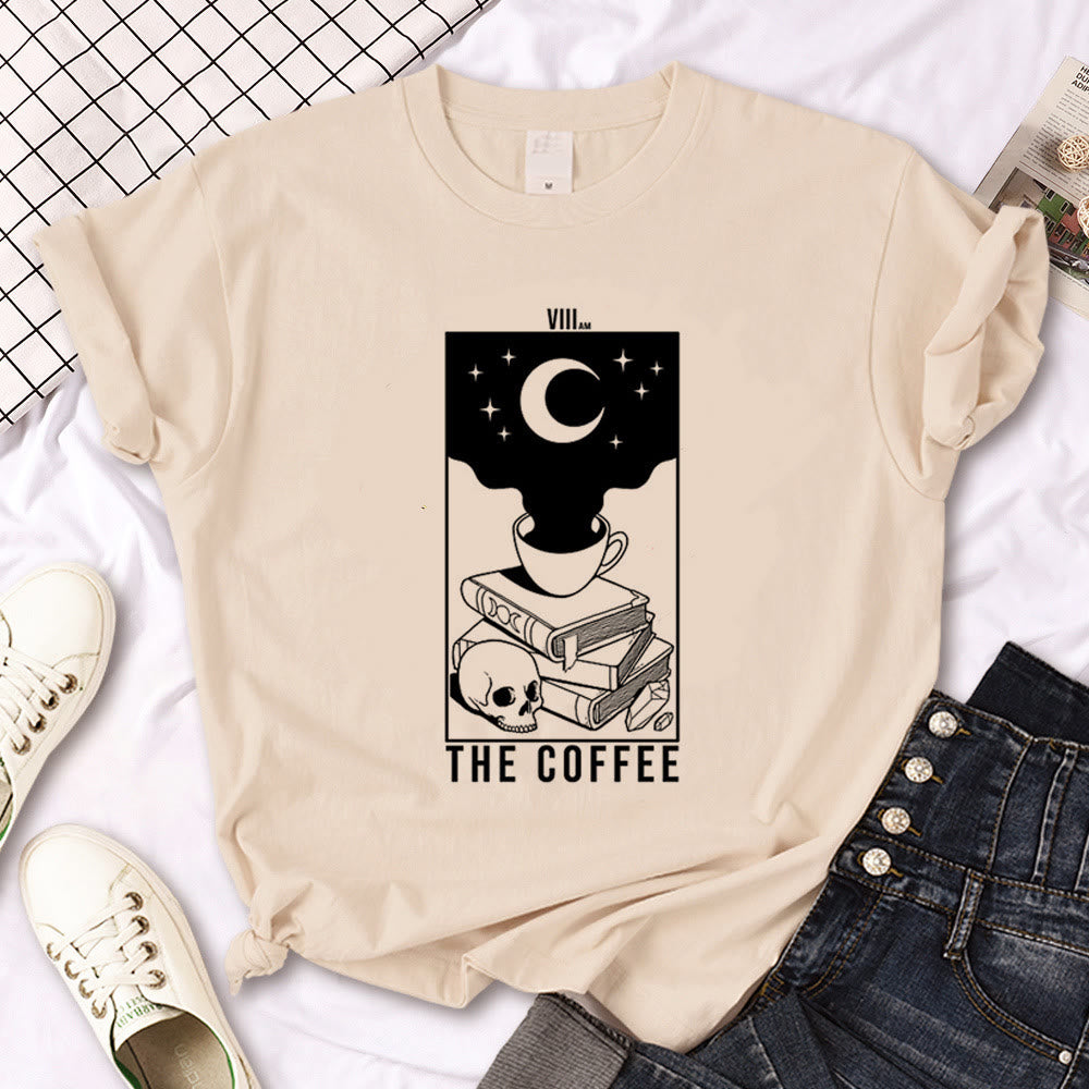 Olivenorma Witch Triple Moon Gothic Print Khaki T-Shirt