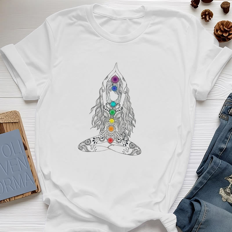 Olivenorma Chakra Meditation Cotton T-Shirt