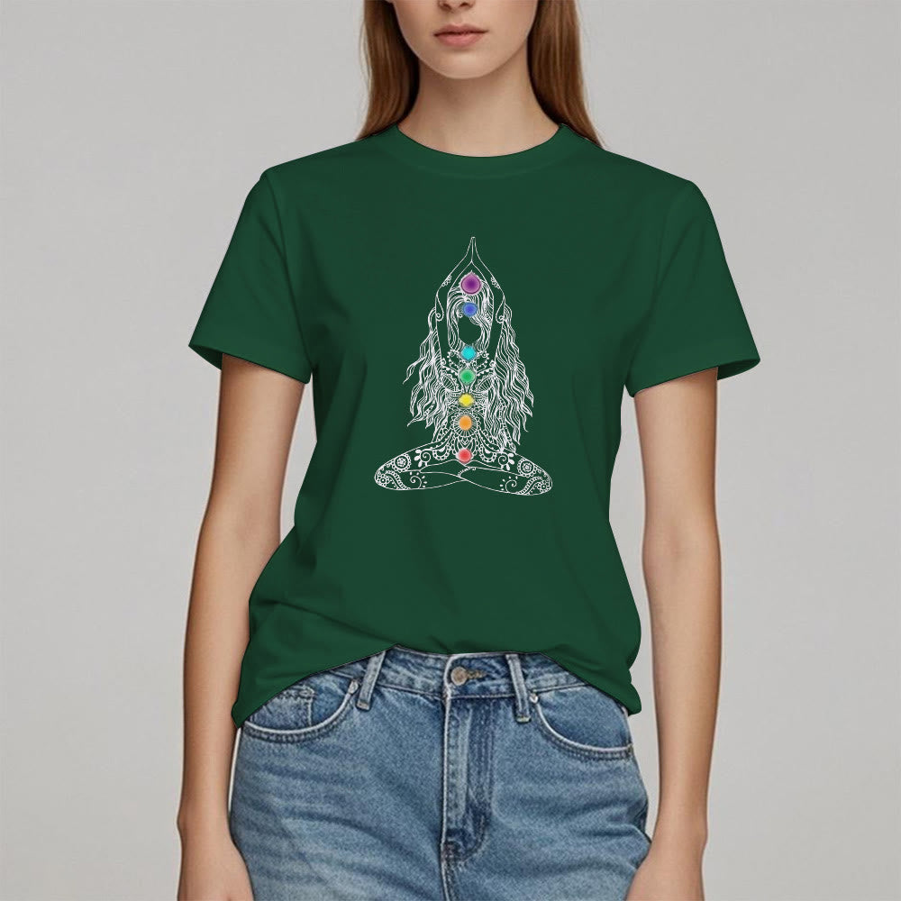 Olivenorma Chakra Meditation Cotton T-Shirt