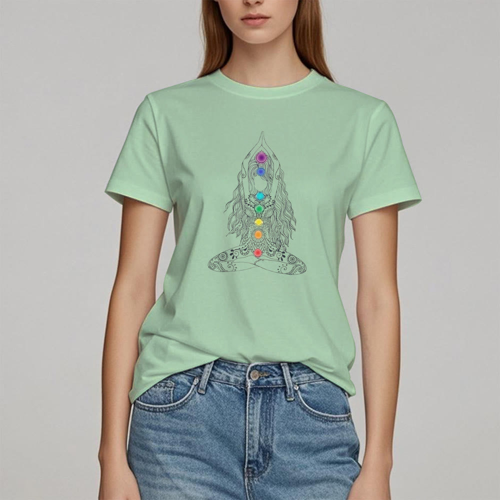 Olivenorma Chakra Meditation Cotton T-Shirt
