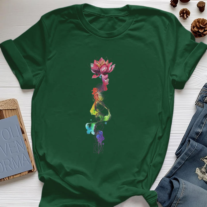 Olivenorma Lotus Chakra Energy Watercolor Print T-Shirt