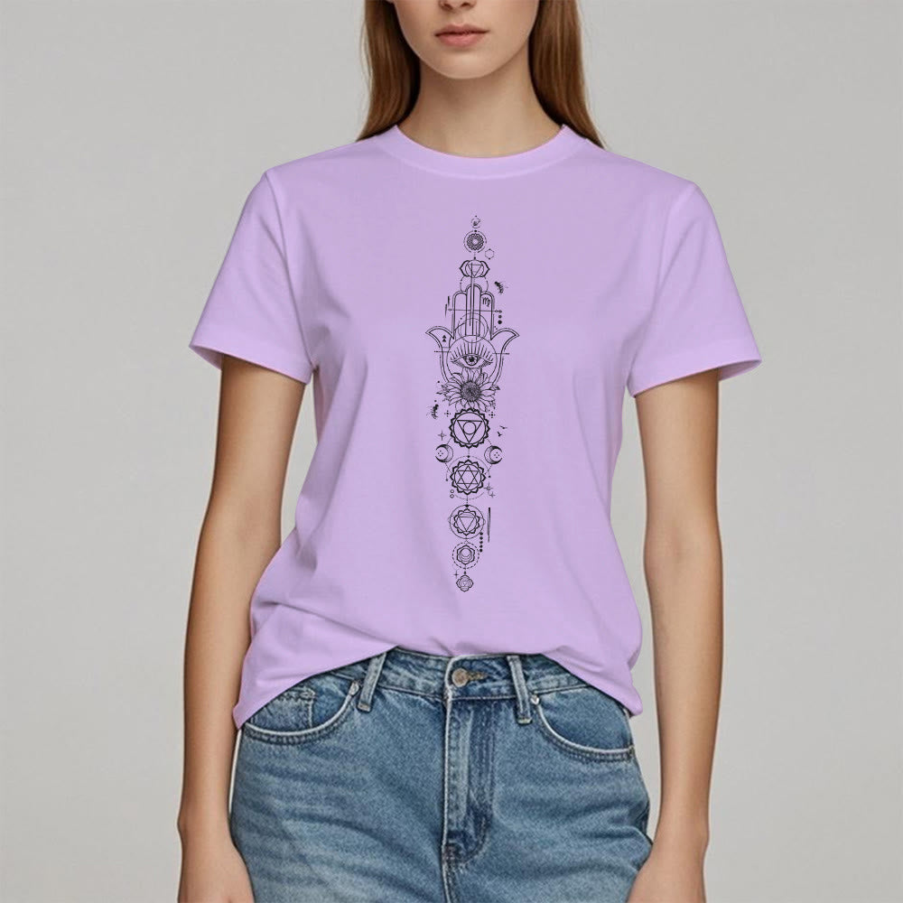 Olivenorma Hamsa Evil Eye Chakra Protection Meditation T-Shirt