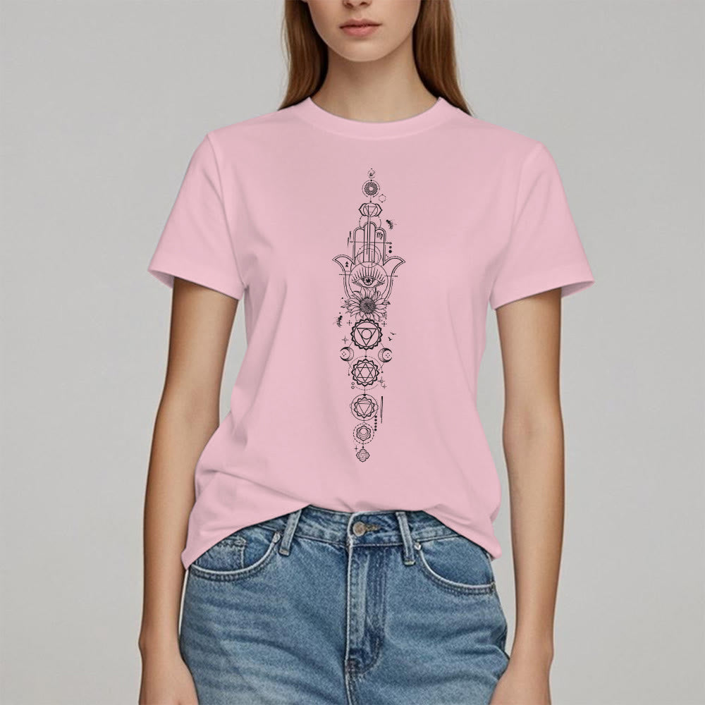 Olivenorma Hamsa Evil Eye Chakra Protection Meditation T-Shirt