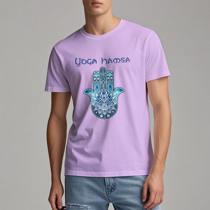 Olivenorma Blue Yoga Hamsa Print Comfort T-Shirt