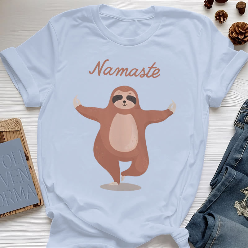 Olivenorma Yoga Sloth Quote Namaste T-Shirt