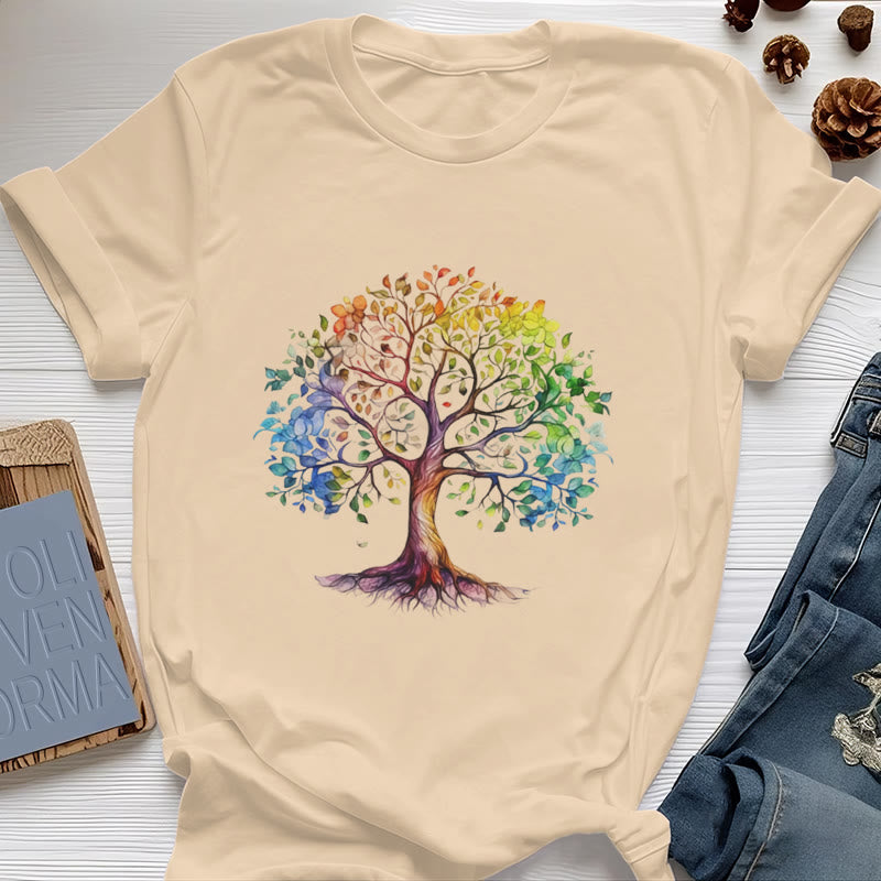 Olivenorma Chakra Colorful Tree of Life T-Shirt