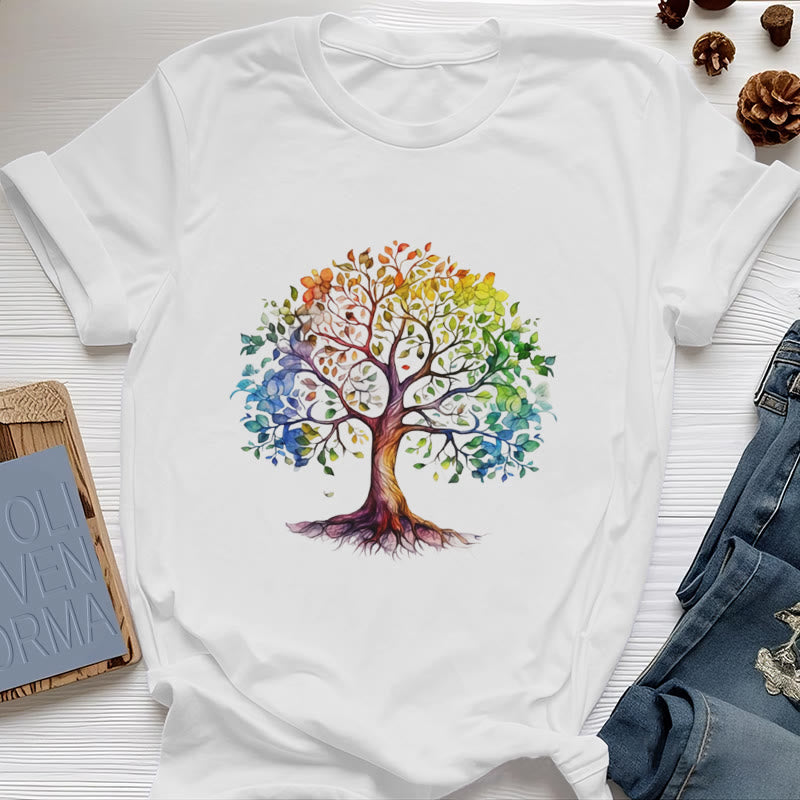 Olivenorma Chakra Colorful Tree of Life T-Shirt