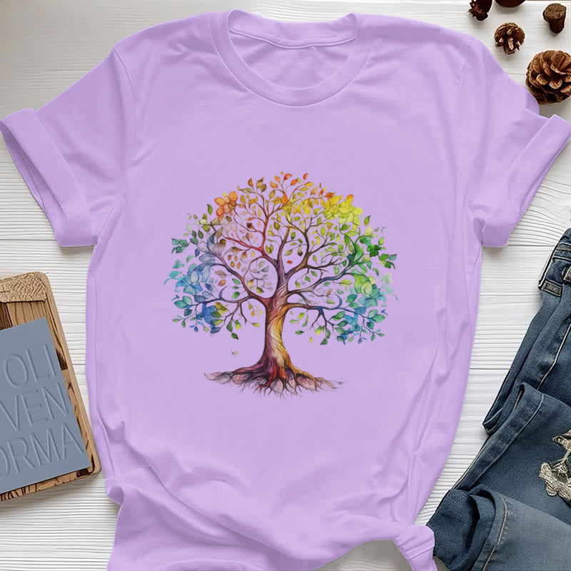 Olivenorma Chakra Colorful Tree of Life T-Shirt