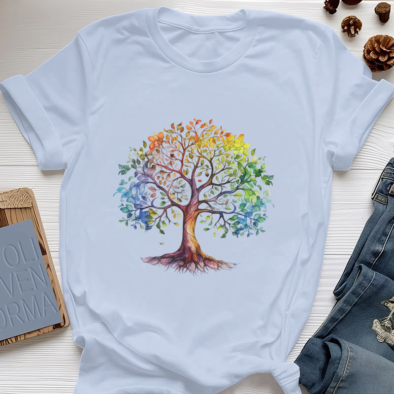 Olivenorma Chakra Colorful Tree of Life T-Shirt