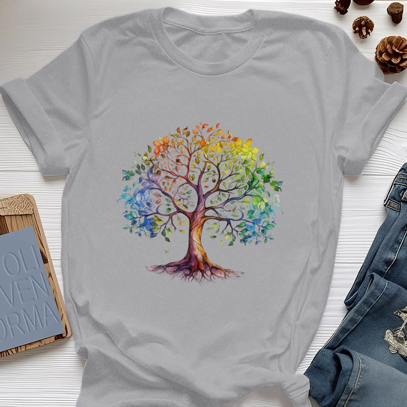 Olivenorma Chakra Colorful Tree of Life T-Shirt