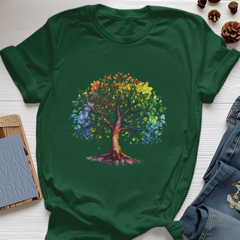 Olivenorma Chakra Colorful Tree of Life T-Shirt