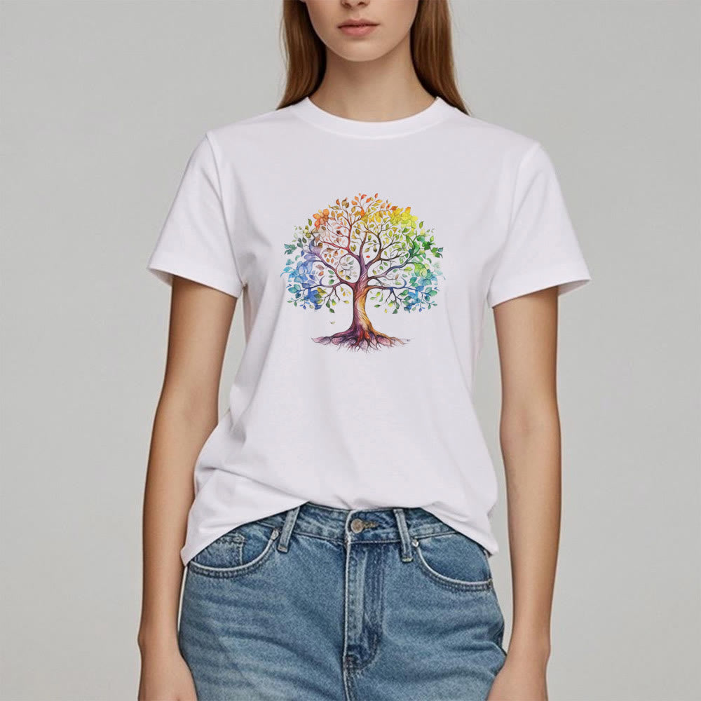 Olivenorma Chakra Colorful Tree of Life T-Shirt