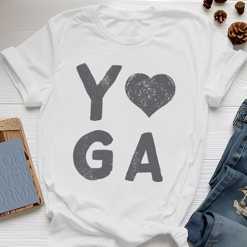 Olivenorma Yoga Heart Print T-Shirt